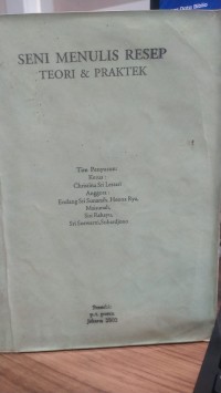 Image of Seni Menulis Resep:Teori & Praktek